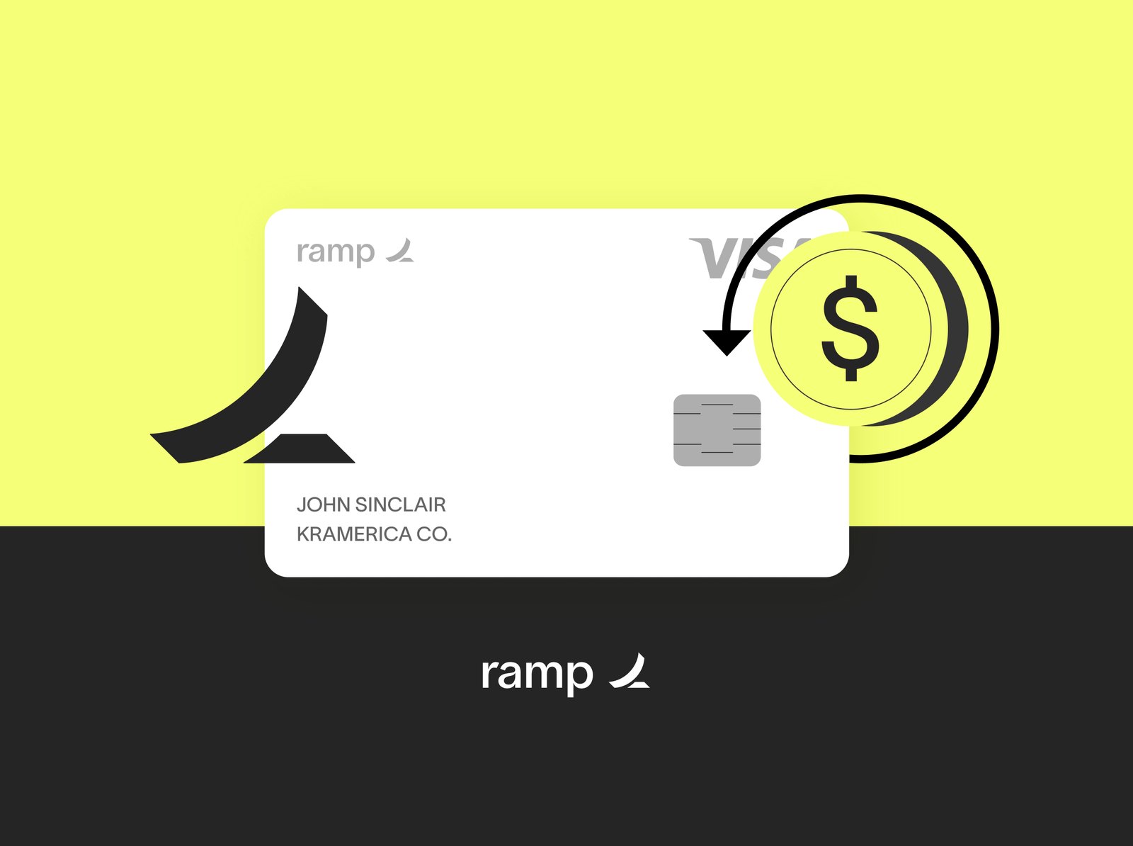 Ramp: a corporate card with a cashback coin on yellow and black