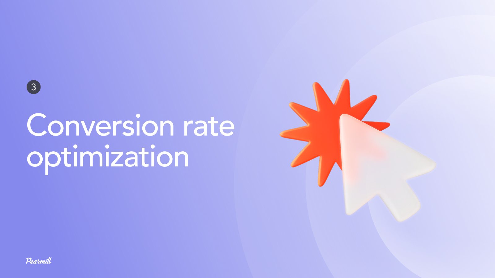 New numbered section opener on the purple gradient with a 3D click icon