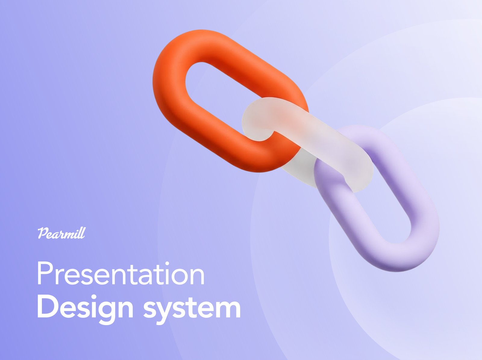Pearmill presentation design system cover with a 3D chain icon