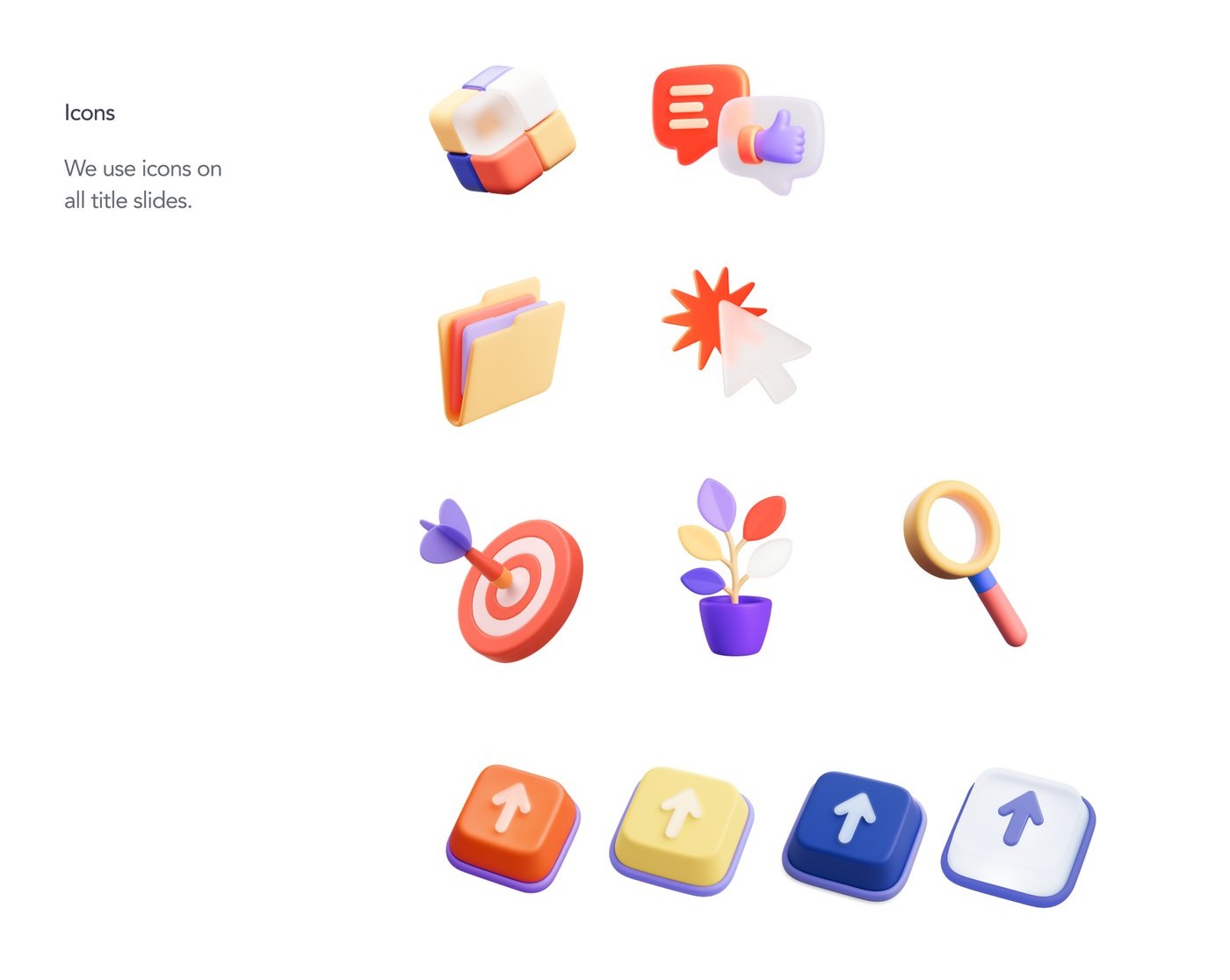 The 3D icon set used on title slides