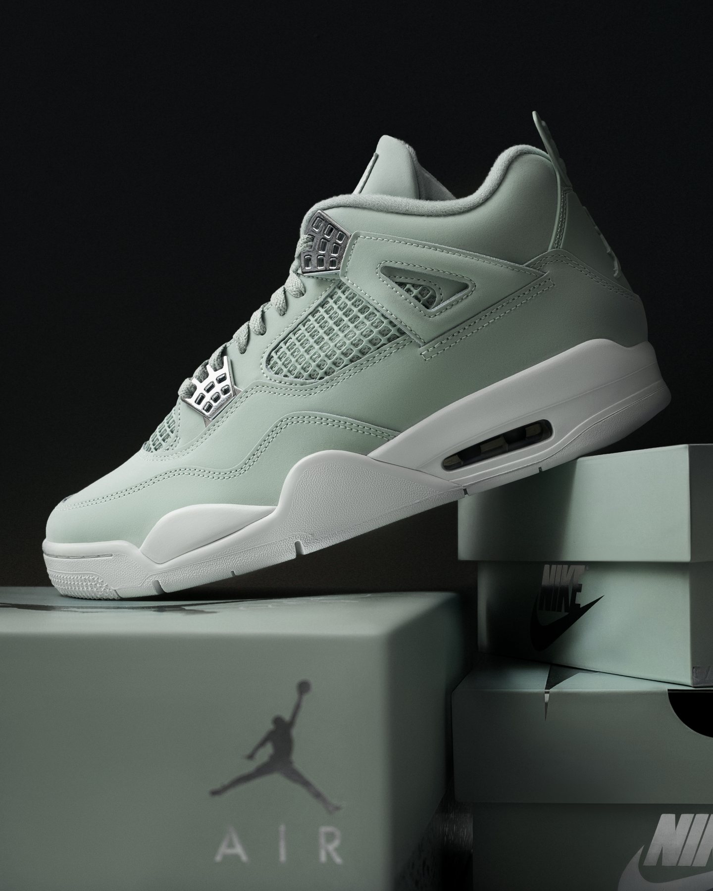 Sneaker shoot: The mint pair on stacked shoe boxes