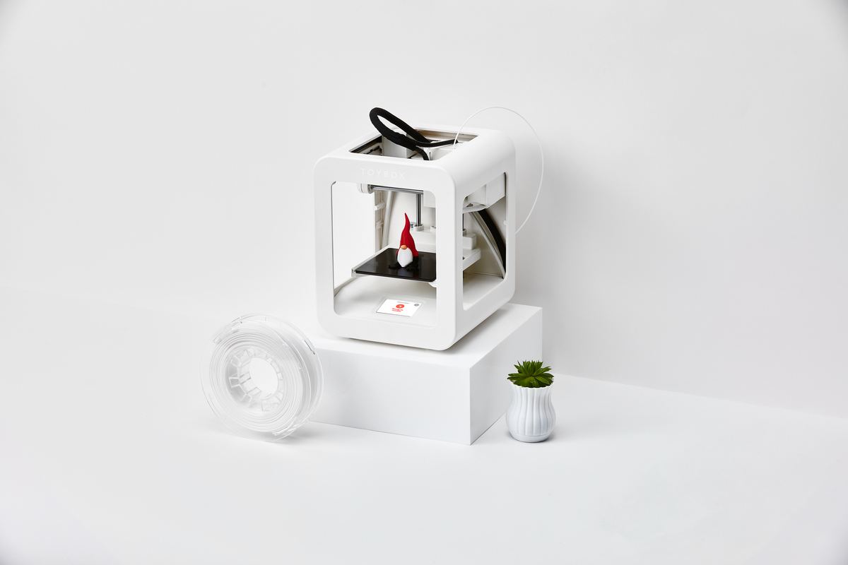 Toybox 3D printer — white-on-white product shot
