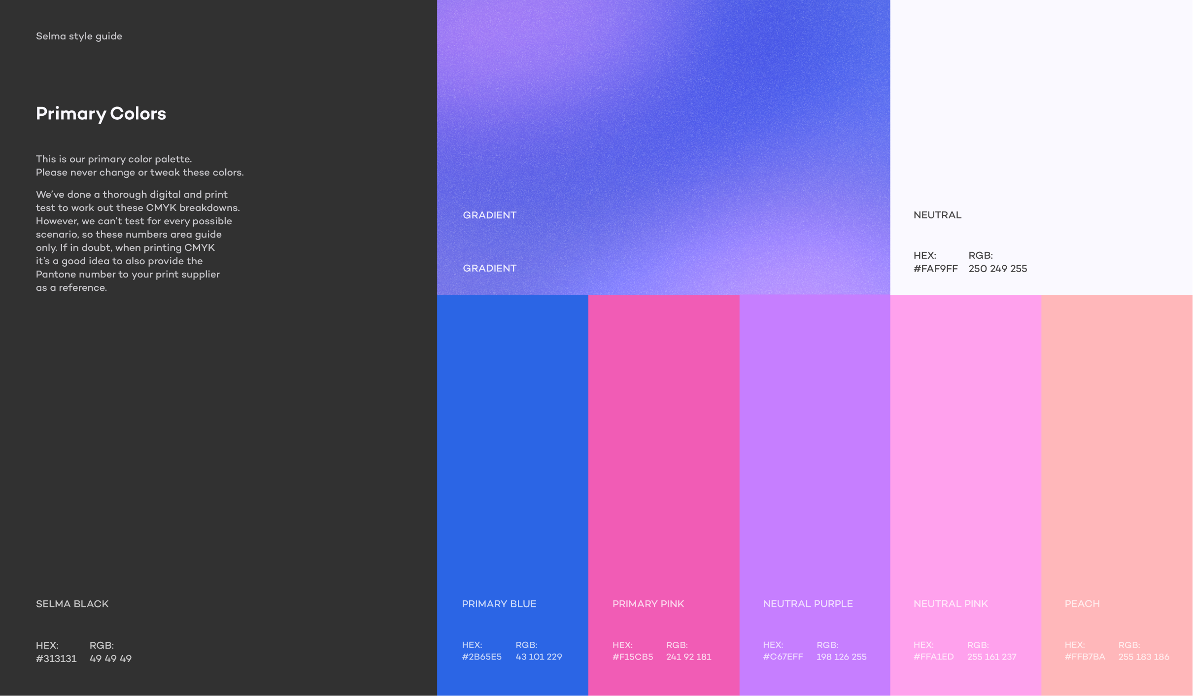 Color - primary palette page
