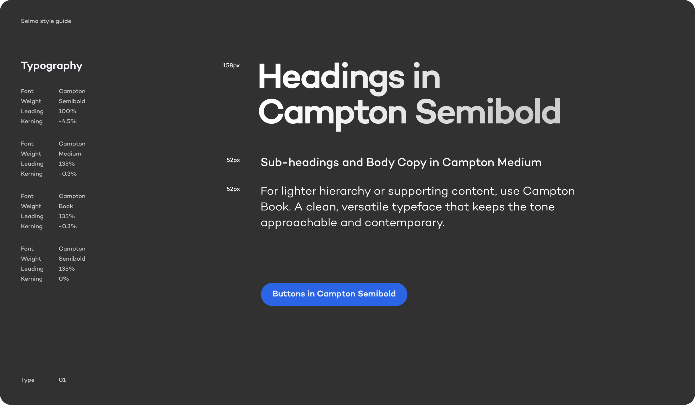 Typography - Campton system page
